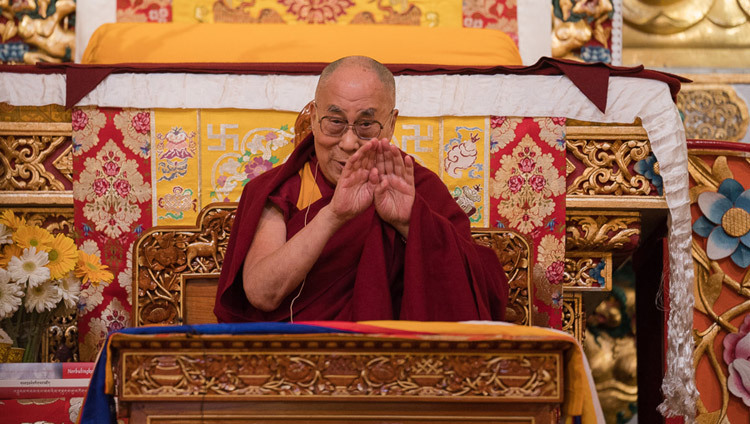 His Holiness the Dalai Lama speaking at Norbulingka Institue in Sidhpur, HP, India on March 9, 2017. Photo by Tenzin Choejor/OHHDL