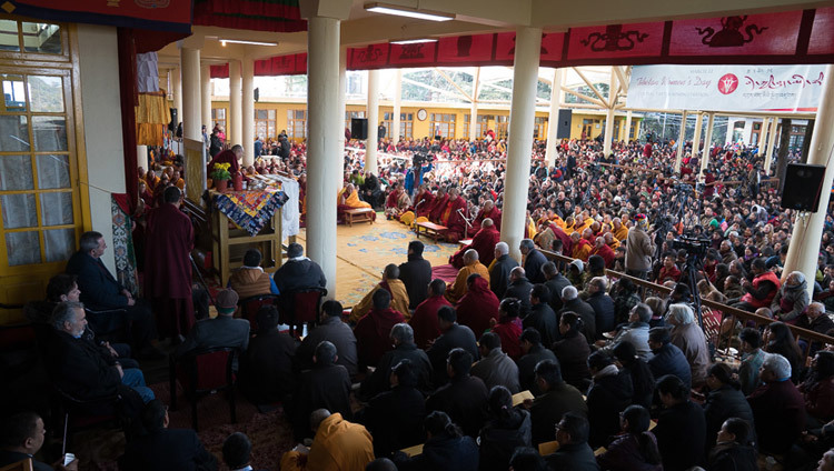 A view of the Tsuglagkhang courtyard during His Holiness the Dalai Lama's teachings in Dharamsala, HP, India, on March 12, 2017. Photo by Tenzin Choejor/OHHDL