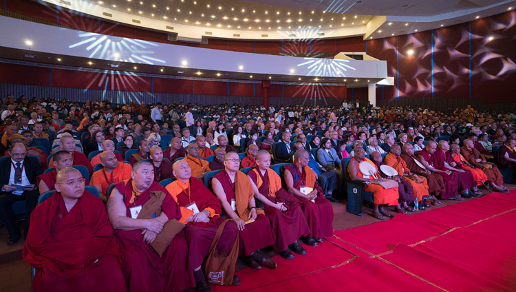 Delegates to the International Conference on the Relevance of Buddhism in the 21st Century attending the inaugural session at the Nalanda International Convention Center in Rajgir, Bihar, India on March 17, 2017. Photo by Tenzin Choejor/OHHDL